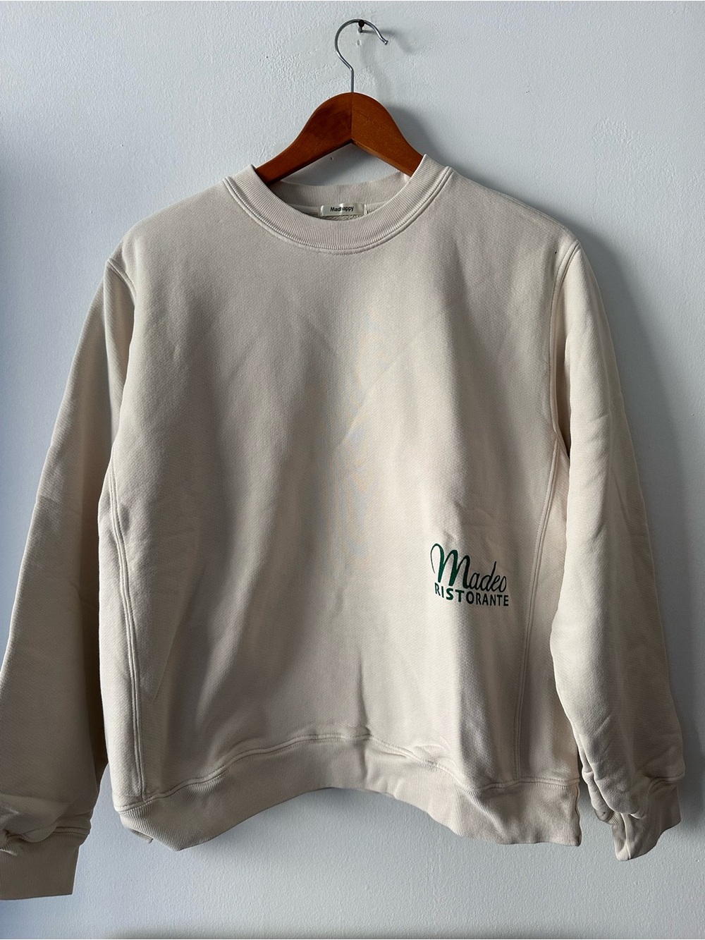 MADHAPPY x MADEO RISTORANTE CREAM HOODIE‎ SZ medium